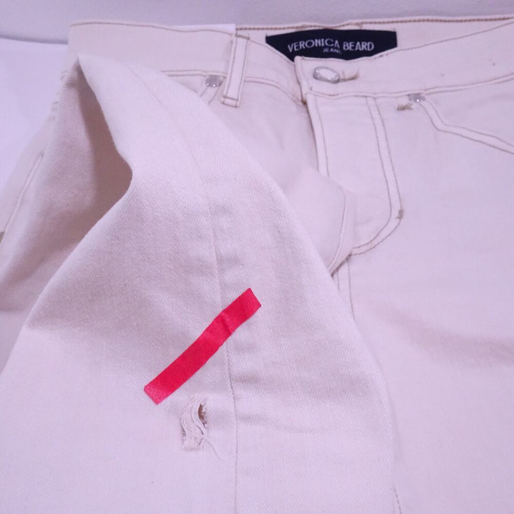 Veronica Beard Beverly High Rise Skinny Flare Jeans 26 NWT 298 ECRU IRRG - Picture 12 of 13
